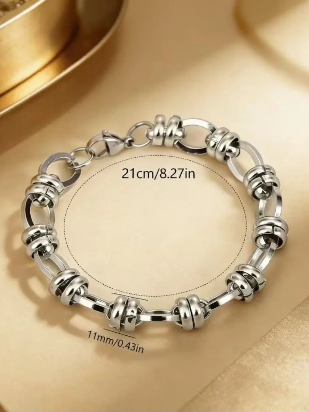 Solid 304 Stainless Steel Interlocking Link Bracelet | Unisex Silver Chain